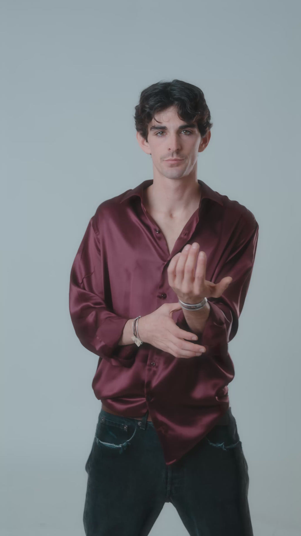 Burgundy Lucid Silk Shirt