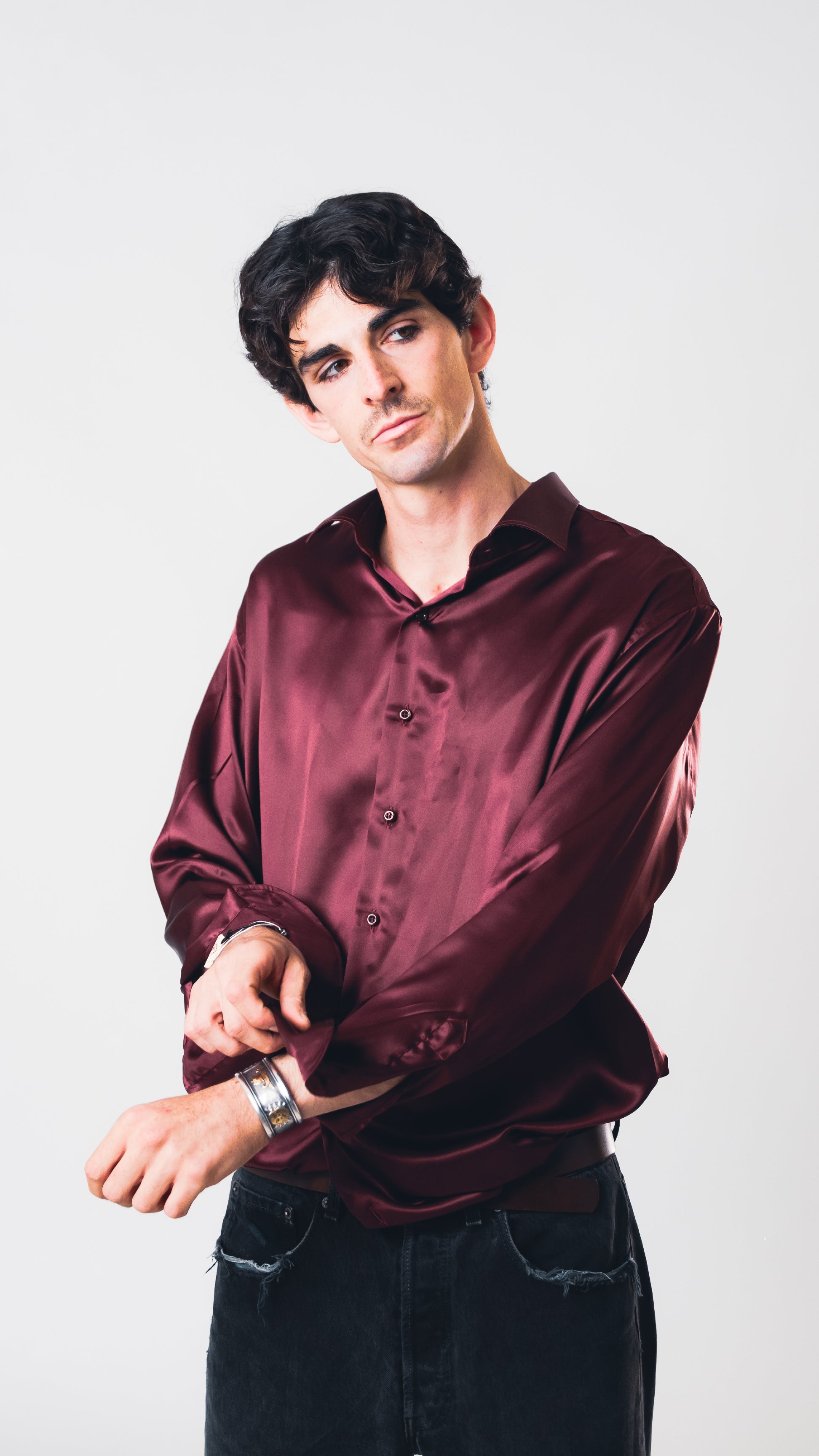 Burgundy Lucid Silk Shirt