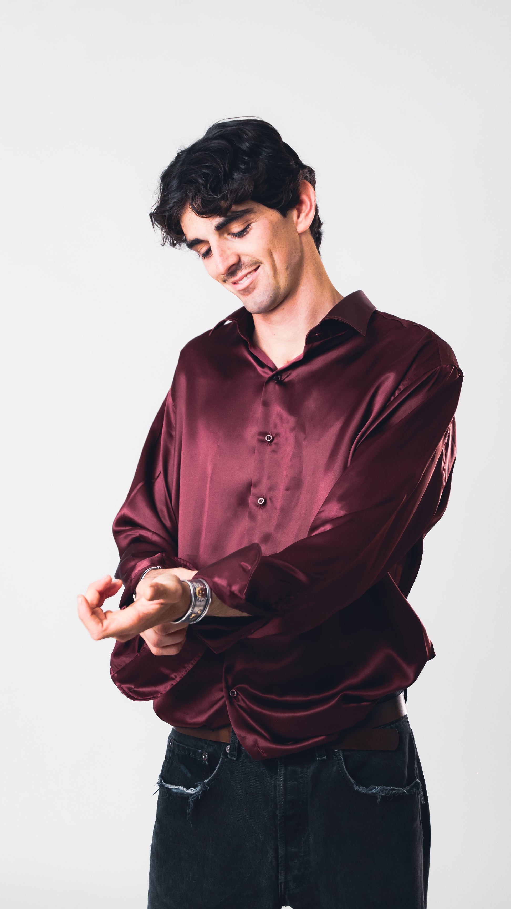 Burgundy Lucid Silk Shirt