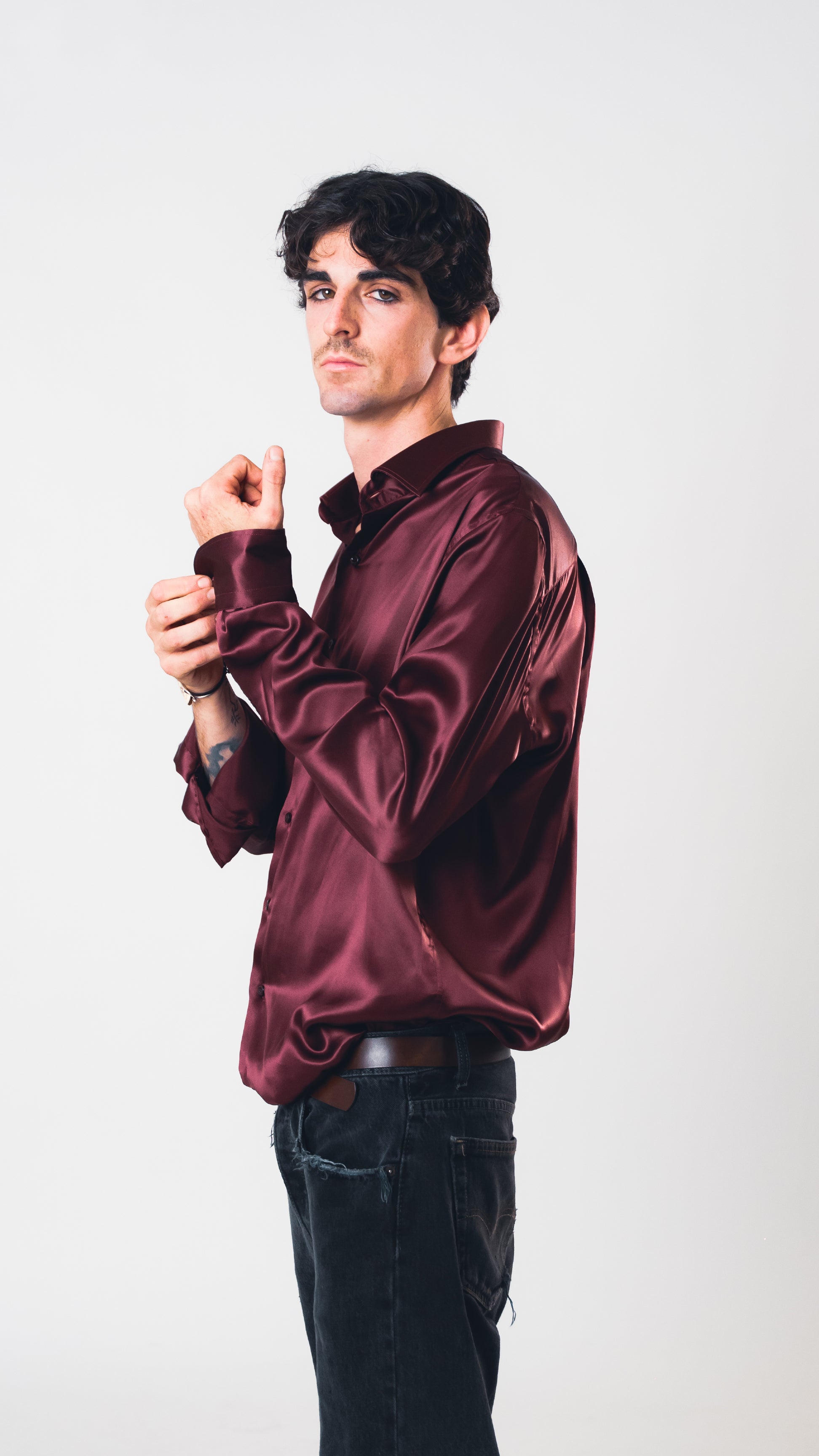 Burgundy Lucid Silk Shirt