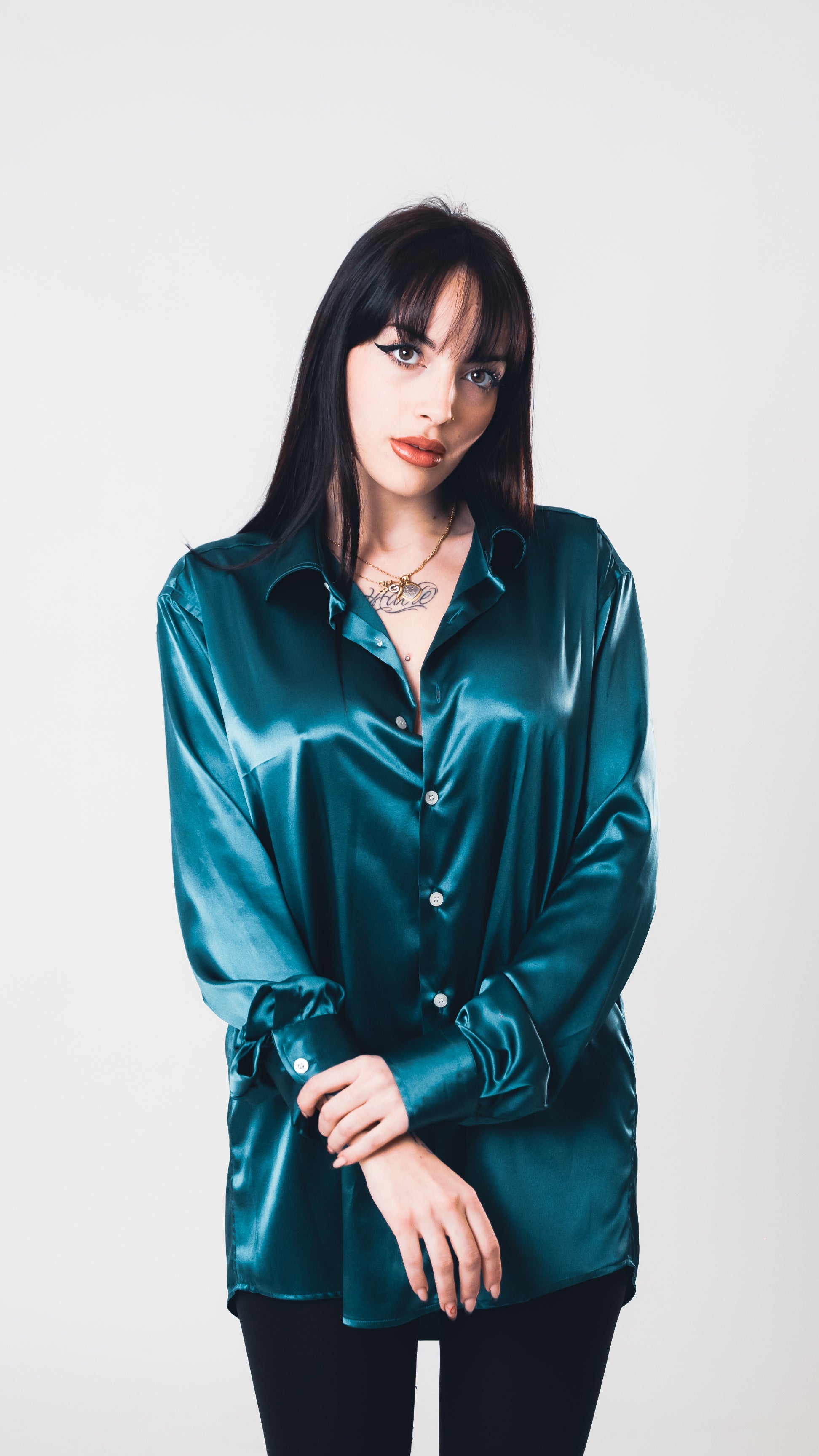 Blue Teal Lucid Silk Shirt