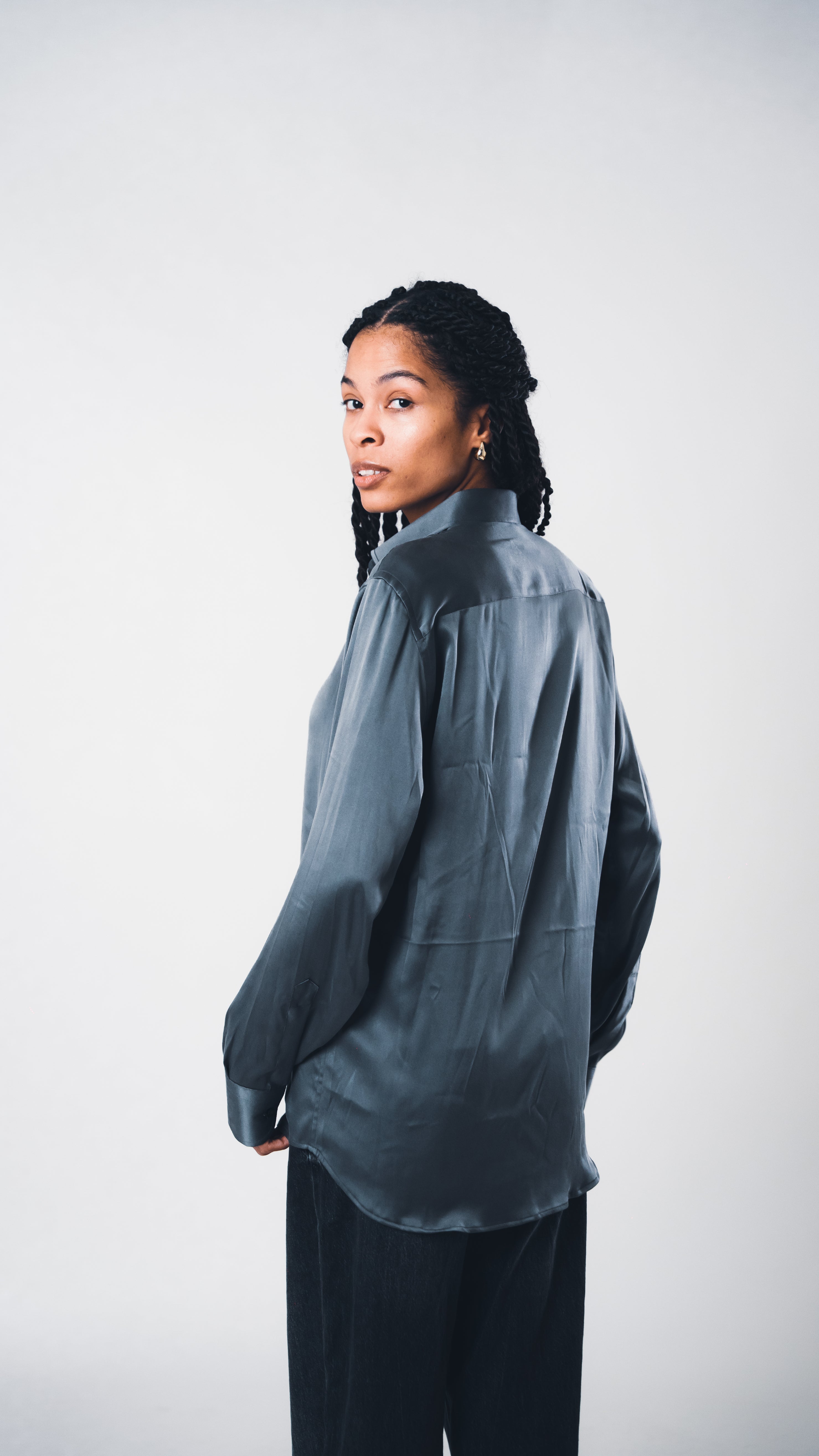 Grey Lucid Silk Shirt